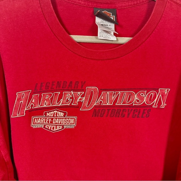 Harley-Davidson Bikercore Oil City Long Sleeve Graphic Tee Vintage Red 2XL - Picture 9 of 17
